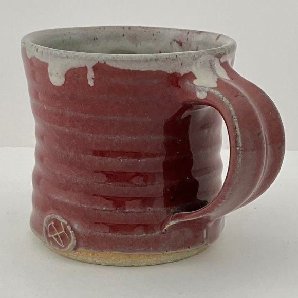 Red Artisan Studio Pottery Coffee Mug / Tea Cup, handmade 8 Oz - Picture 3 of 17